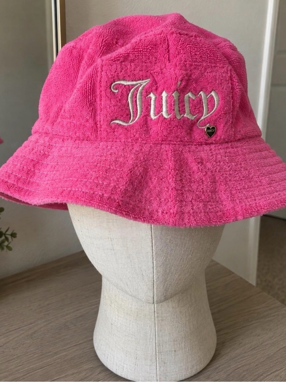 Juicy Couture Pink Terry Cloth Bucket Hat Y2K One Size